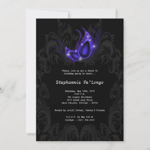 5x7 Paarse Masquerade Sweet 16 Verjaardag Uitnodig Kaart