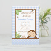 5x7 Papagayo Monkey Safari Baby shower Invitation (Debout devant)