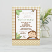 5x7 Papagayo Monkey Safari Baby shower Uitnodiging (Staand voorkant)