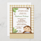 5x7 Papagayo Monkey Safari Baby shower Uitnodiging (Voorkant / Achterkant)