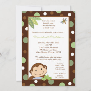 5x7 Papgayo Monkey Oerwoud Birthday Part Invitatio Kaart