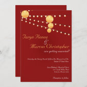 5x7 papieren lantaarns rood linnen bruiloft uitnod kaart (Voorkant / Achterkant)