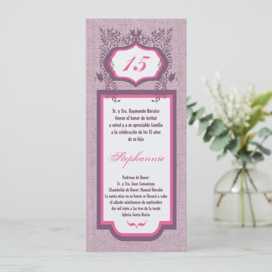 5x7 Papillon Quinceanera Invitation d'anniversaire (Debout devant)