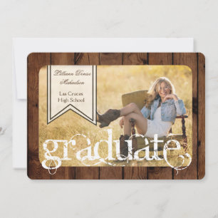 5x7 Pays rustique Grange Bois Senior Faire-part