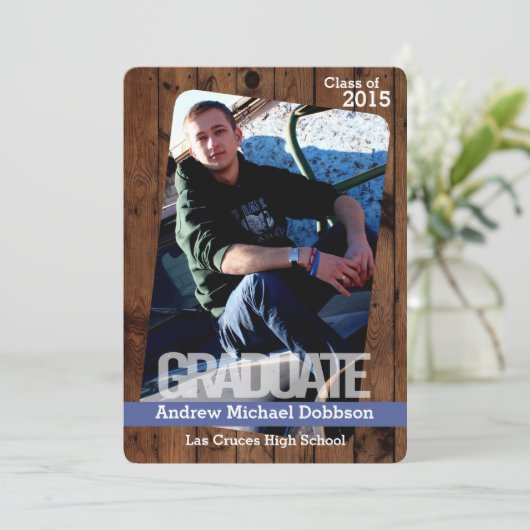 5x7 Pays rustique Grange Bois Senior Faire-part (Debout devant)