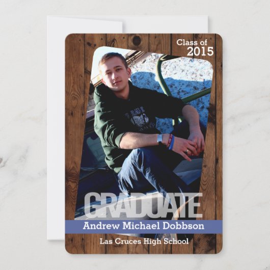 5x7 Pays rustique Grange Bois Senior Faire-part (Devant)