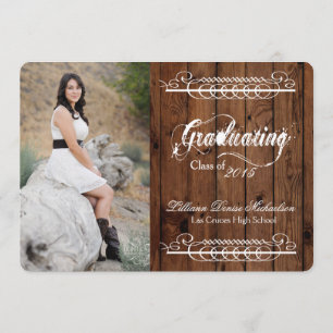 5x7 Pays rustique Grange Bois Senior Faire-part