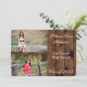 5x7 Pays rustique Grange Bois Senior Faire-part (Debout devant)