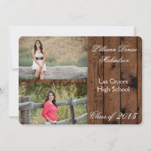 5x7 Pays rustique Grange Bois Senior Faire-part