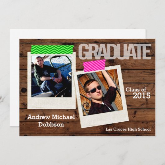 5x7 Pays rustique Grange Bois Senior Faire-part (Devant / Derrière)