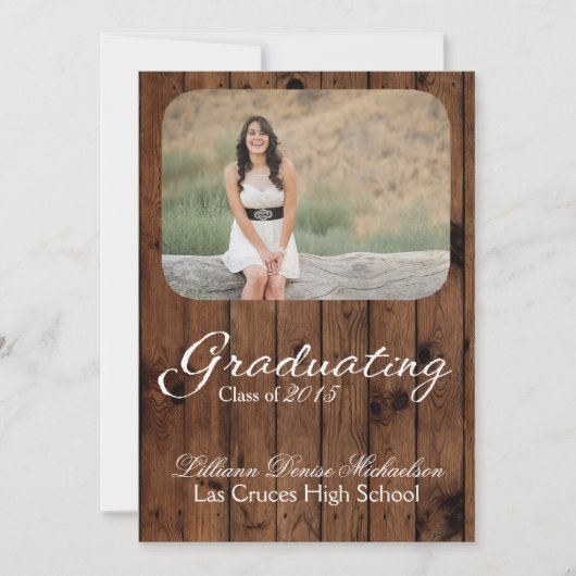 5x7 Pays rustique Grange Bois Senior Faire-part (Devant)