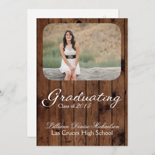 5x7 Pays rustique Grange Bois Senior Faire-part (Devant / Derrière)