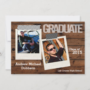 5x7 Pays rustique Grange Bois Senior Faire-part