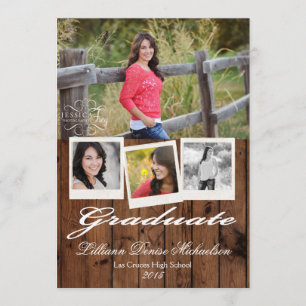 5x7 Pays rustique Grange Bois Senior Faire-part