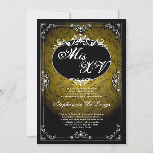 5x7 Pendentif Broach Quinceanera Invitation d'anni (Devant)