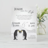 5x7 Penguins Mate for Life Gray Wedding Invitation Kaart (Staand voorkant)