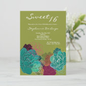 5x7 Peony Flower Sweet 16 Anniversaire Invitation (Debout devant)