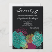 5x7 Peony Flower Sweet 16 Verjaardag Uitnodiging (Voorkant)