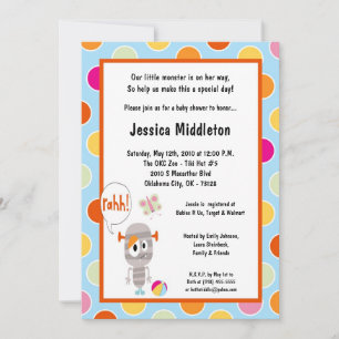 5x7 Petite Invitation Baby shower Monstre