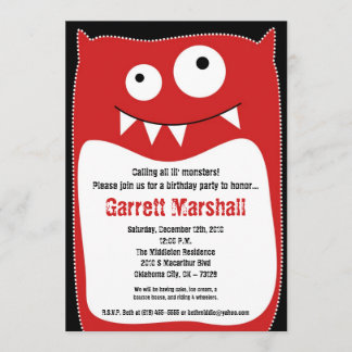 5x7 Petits monstres Invitation Anniversaire