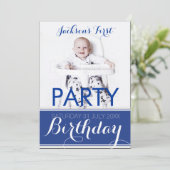 5x7 Photo Baby Boy Invitation de fête d'anniversai (Debout devant)