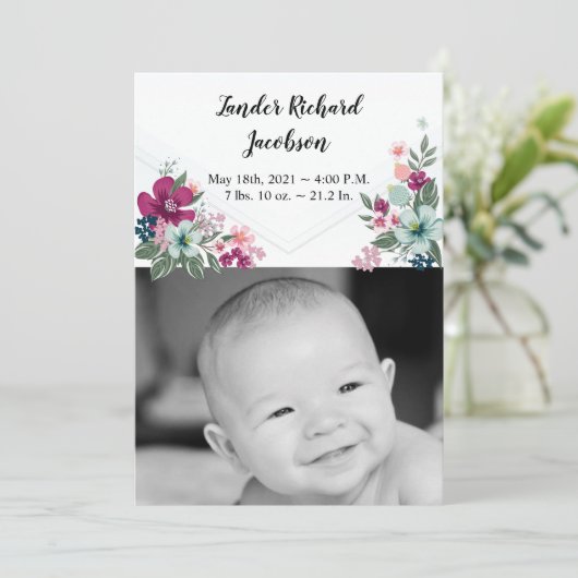 5x7 Photo Faire-part de naissance Armée Fleurs tro (Debout devant)