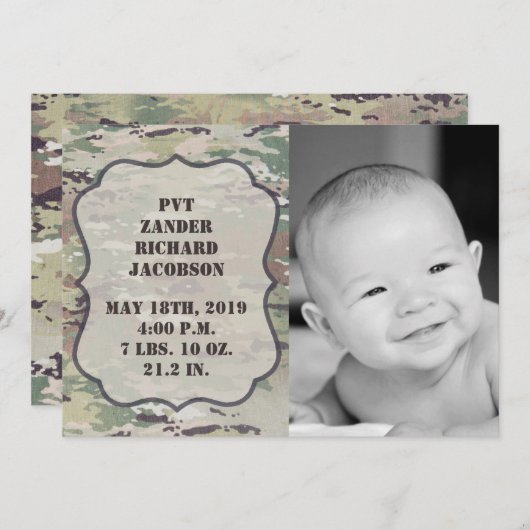 5x7 Photo Faire-part de naissance armée OCP Camo U (Devant / Derrière)