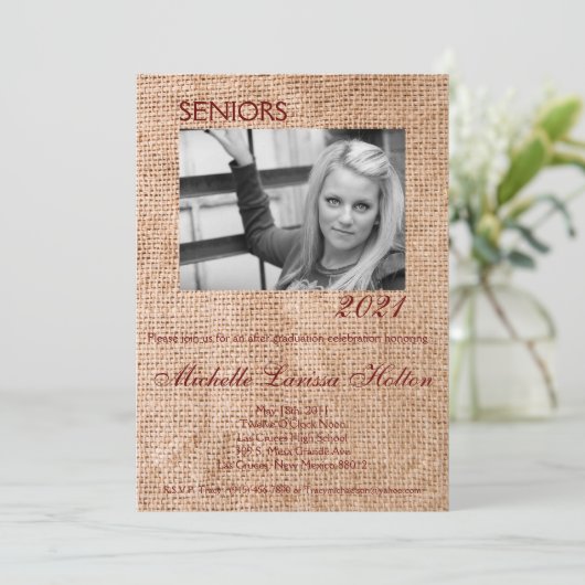 5x7 Photo Graduation Party Invitation Blé sur la f (Debout devant)