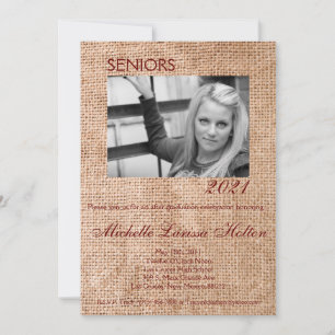 5x7 Photo Graduation Party Invitation Blé sur la f