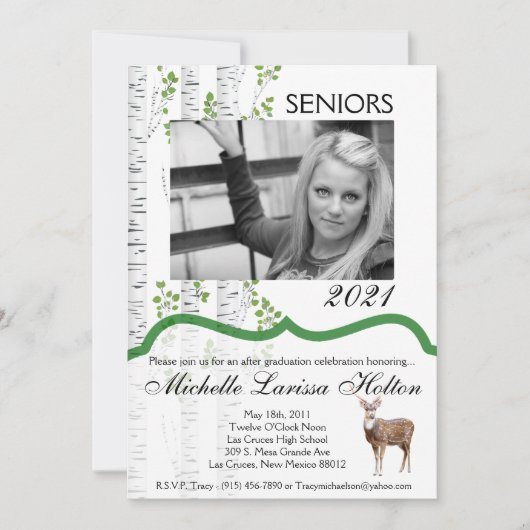 5x7 Photo Graduation Party Invitation Deer Doe Buc (Devant)