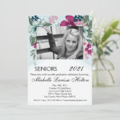 5x7 Photo Graduation Party Invitation Flo tropical (Debout devant)