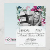 5x7 Photo Graduation Party Invitation Flo tropical (Devant / Derrière)