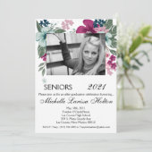 5x7 Photo Graduation Party Invitation Flo tropical (Debout devant)
