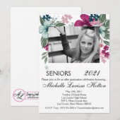 5x7 Photo Graduation Party Invitation Flo tropical (Devant / Derrière)