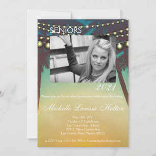 5x7 Photo Graduation Party Invitation Plage couche