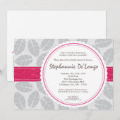 5x7 Pink Band Leaf Foliage Brida Shower Invitation (Devant / Derrière)