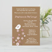 5x7 Pink Bird Retro Bush Baby shower Invitation (Debout devant)