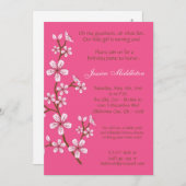 5x7 Pink Cherry Blossom Invitation fête d'annivers (Devant / Derrière)