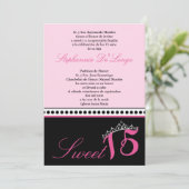 5x7 Pink clair Tiara Quinceanera Invitation de la (Debout devant)