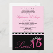 5x7 Pink clair Tiara Quinceanera Invitation de la (Devant / Derrière)