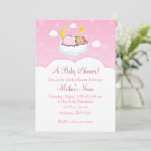 5x7 Pink Cloud Baby Girl Baby Shower Invitations (Debout devant)