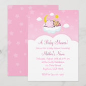 5x7 Pink Cloud Baby Girl Baby Shower Invitations (Devant / Derrière)