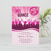 5x7 Pink Dance Party Quinceanera Invitation (Debout devant)