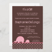 5x7 Pink Girl Mod Elephant Baby shower Invitation (Devant / Derrière)