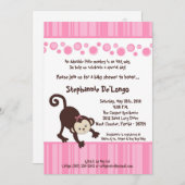 5x7 :Pink Girl Pop Monkey Baby shower Uitnodiging (Voorkant / Achterkant)