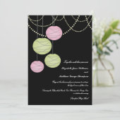 5x7 Pink & Green Paper Lanterns Mariage Invitation (Debout devant)