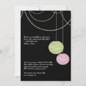 5x7 Pink & Green Paper Lanterns Mariage Invitation (Dos)