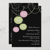 5x7 Pink & Green Paper Lanterns Mariage Invitation (Devant / Derrière)