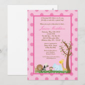 5x7 Pink Jungle Safari Baby shower Invitation (Devant / Derrière)