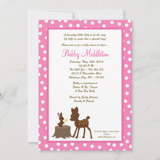 5x7 Pink Jungle Safari Zoo Baby shower Invitation